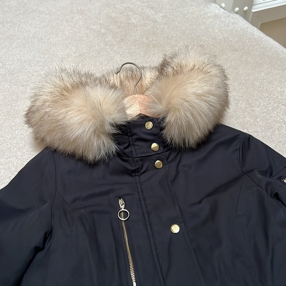 TOPSHOP Faux Fur Parka Navy Jacket - Picture 8 of 11